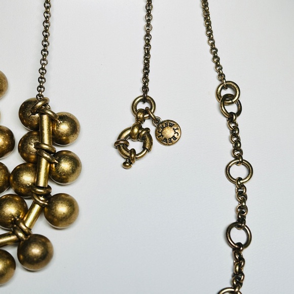J. CREW Bar Bell Ball Antique Brass Gold Color Cluster Necklace. - Picture 6 of 8